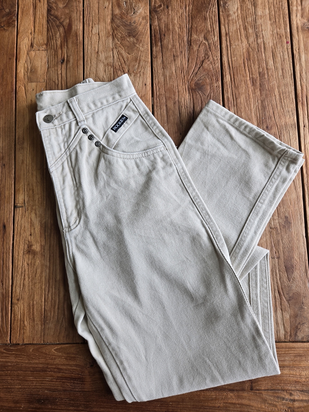 Vintage | Rockies 90's Tan Barebacks | Size 24x36 | Highrise | Western